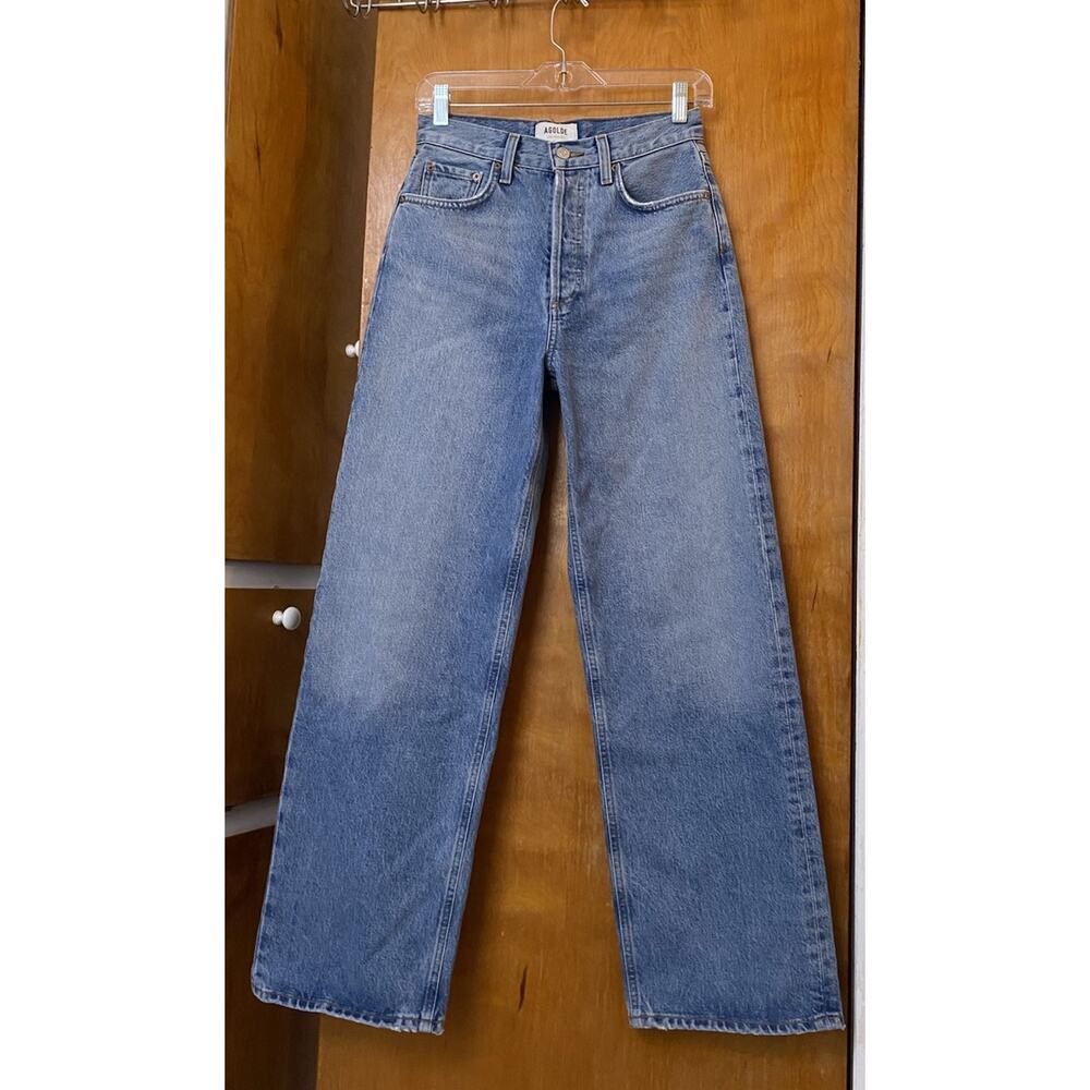 AGOLDE Women's Jeans Low Slung Baggy Relaxed Wide Leg Blue Denim 22 Cotton